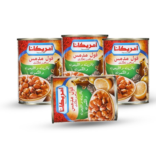 امريكانا فول زيت وليمون وكمون 400 جم * 4 حبة دمياطي امريكانا فول زيت وليمون وكمون 400 جم * 4 حبة دمياطي