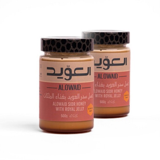 العويد عسل السدر المميز مشبع بغذاء ملكات 500 جم * 2 حبة العويد عسل السدر المميز مشبع بغذاء ملكات 500 جم * 2 حبة
